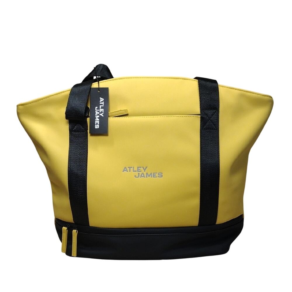 NWT Atley James Yellow Black Tote Computer Shoulder Bag Large Work Office Purse